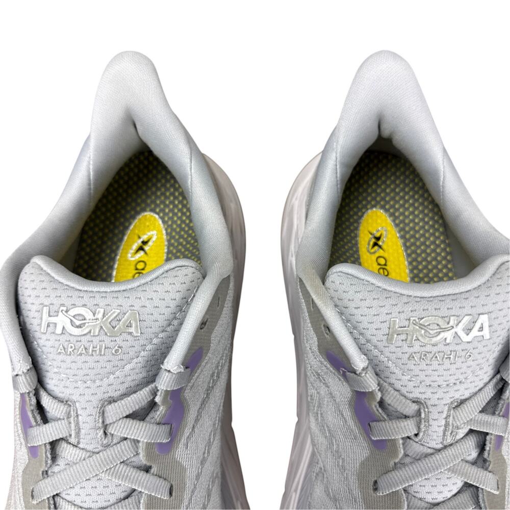 Hoka Arahi 6 Women 9.5 B Harbor Mist Silver Running Shoes Sneaker Aetrex Insoles - Picture 7 of 13
